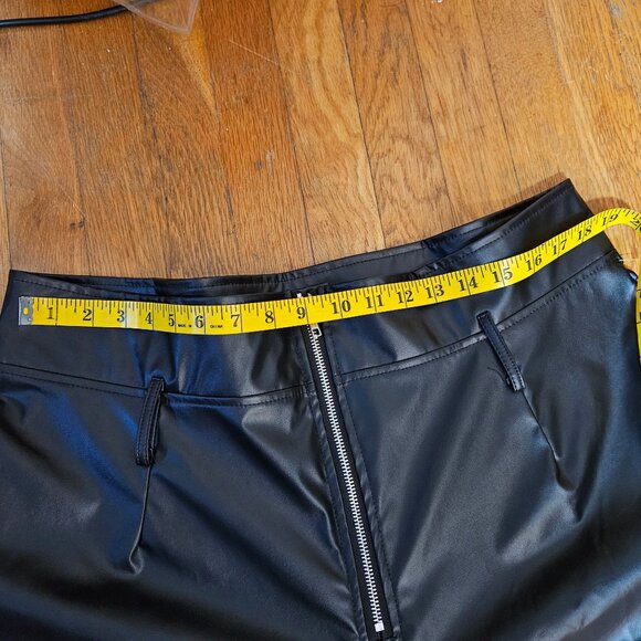 Womans faux leather minimalist officecore casual wide leg palazzo black pant S-M - Picture 7 of 9